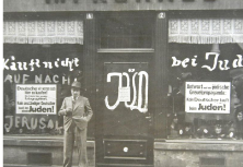 **A Jewish store plastered with anti-Semitic slogans**