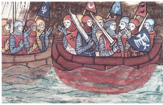 **Image of crusaders led by Godfrey of Bouillon**