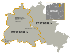**Map showing the division between East and West Berlin**
