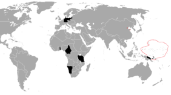 Map showing the German colonies and protectorates in 1914