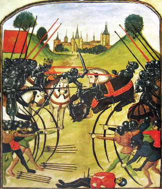An illustration of one of the decisive battles of the Wars of the Roses