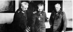 (from left to right) Paul von Hindenburg, Kaiser Wilhelm II and Erich Ludendorff in 1917