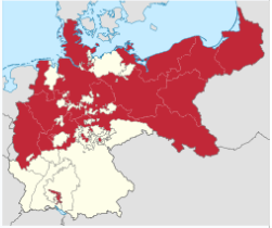 Map showing the Kingdom of Prussia within the German Empire **(1971-1918)**