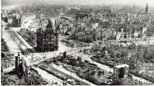 **Aerial shot of Dresden after the bombing, 1945**