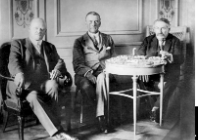 **(From left to right) Gustav Stresemann, Sir Austen Chamberlain and Aristide Briand at the Locarno negotiations,** _**c.**_ **October 1925**
