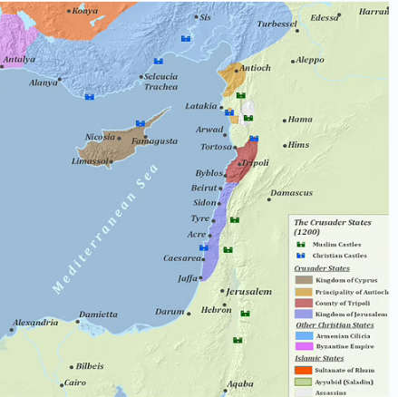 **Map showing the crusader states, 1200**