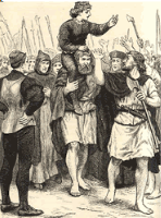 **An illustration depicting Irish supporters carrying Simnel**