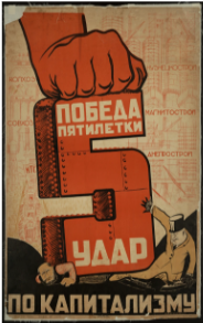 _**Posters showing the Five Year Plans of Stalin for Russia (left) and Mao Tse-tung for China (right)**_
