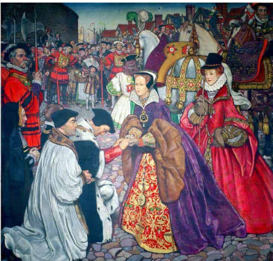 **Entry of Queen Mary I with Princess Elizabeth into London in 1553**