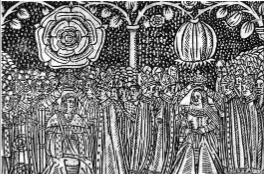 **Woodcut of the coronation of Henry VIII with Catherine of Aragon**