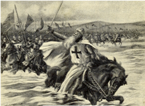 **Frederick I crossing the river**