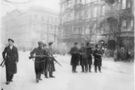 **Spartacist irregulars holding a street in Berlin**
