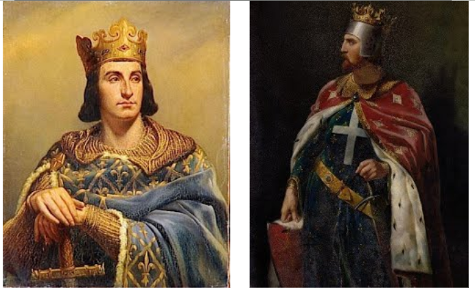 **9th-century paintings of (left) Philip II of France and (right) Richard I of England**