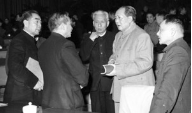 _**Zhou, Chen Yun, Liu, Mao and Deng at the '7,000 Cadres Conference' in 1962**_