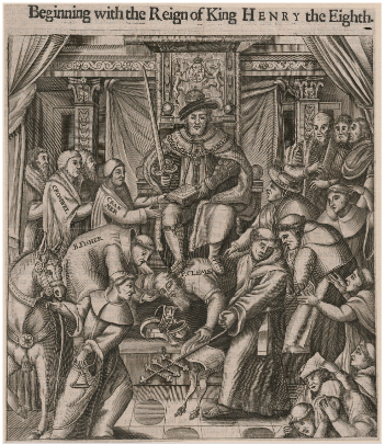 A 17th-century line engraving of the reign of Henry VIII