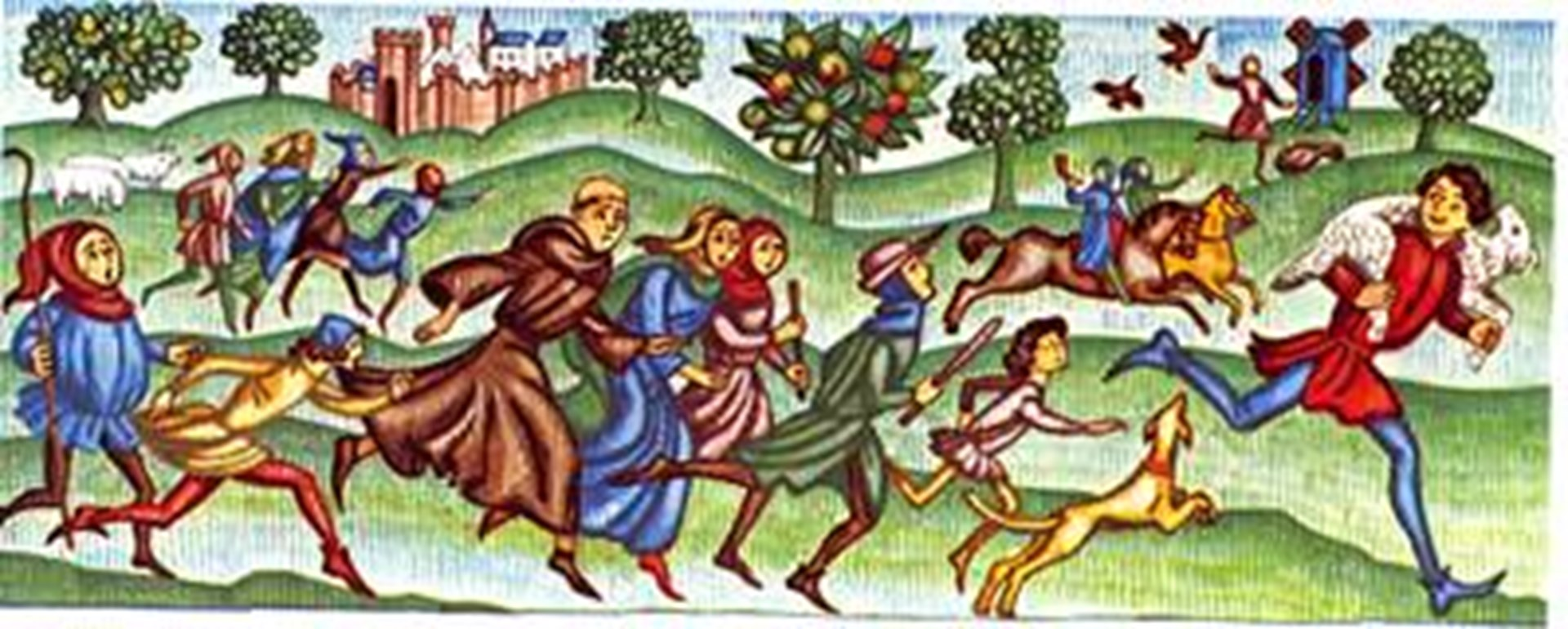 _**Illustration of villagers chasing a thief, after the hue and cry has been raised.**_