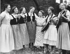 **Image of German schoolgirls wearing traditional clothing**