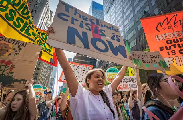 Protestors urging politicians to take action against climate change 