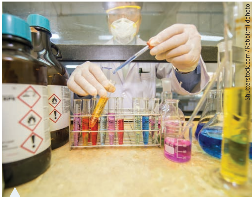 Illustration of essential PPE for chemical handling, including lab coat, gloves, goggles, and fume hood.