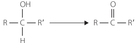 Example of a balanced chemical equation for the oxidation of ethanol.