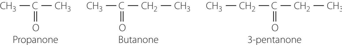 Illustrate the position of the carbonyl group in ketones and aldehydes, showing internal vs terminal positions.