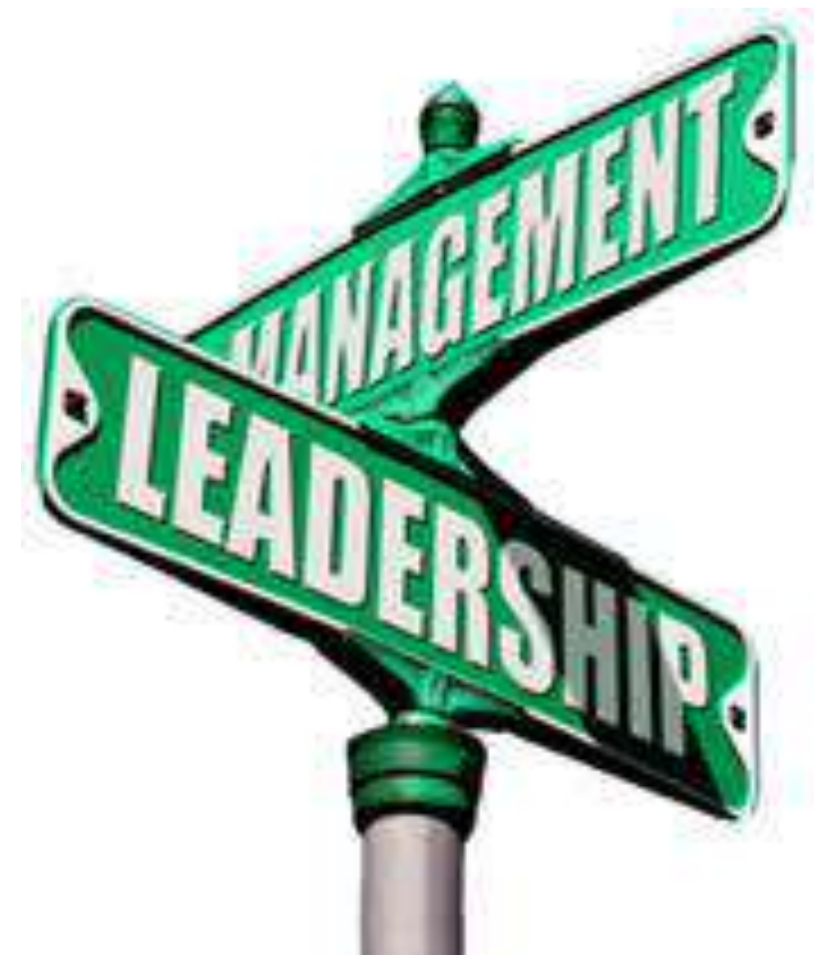 Diagram illustrating different focuses and approaches of management (efficiency, processes) vs leadership (vision, innovation).