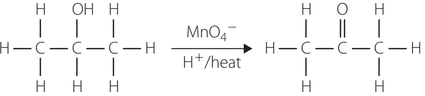 Diagram depicting the transformation from initial to final molecular structures in the oxidation process of a primary alcohol.